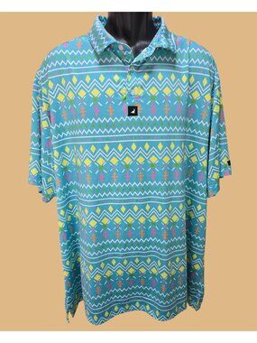SurfCuz Mens Southwestern Geometric Print Polo 3XL